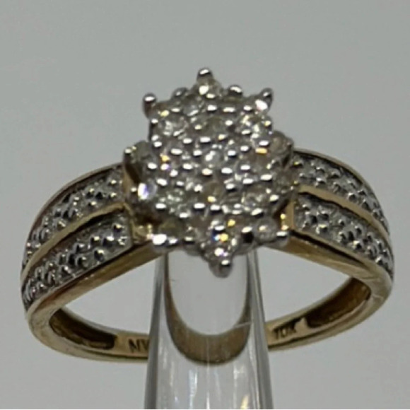 Diamonds real 10k real solid gold ring - Picture 3 of 12
